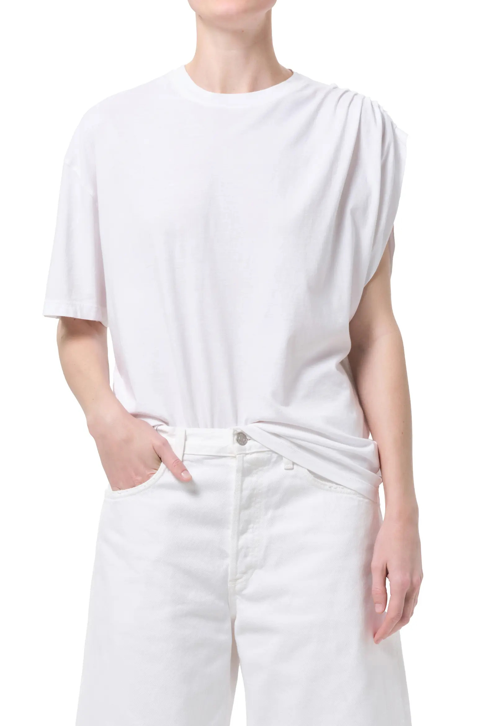 AGOLDE Roma Ruched Sleeve Organic Cotton T-Shirt (Women) | Nordstrom | Nordstrom