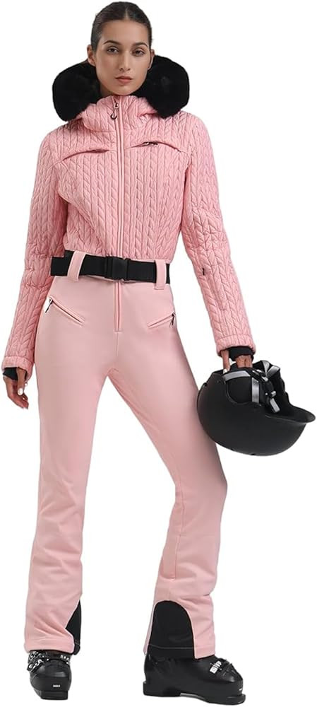GSOU SNOW Womens Ski Suit One Piece Snowsuit Snowboard Jacket Slim Snow Jumpsuit Faux Fur Ski Out... | Amazon (US)