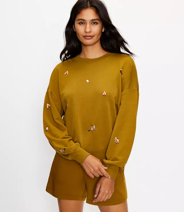 Lou & Grey Camp Cozy Cotton Terry Sweatshirt | LOFT