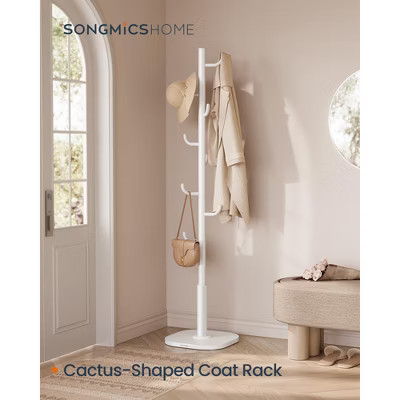 Cactus-Shaped Coat Rack Freestanding with 8 Sturdy Hooks, Curved Ends, 69 Inches Tall for Clothes Hats Bags, Cloud White | Target