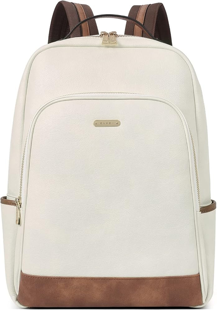 CLUCI Leather Backpack for Women 15.6 inch Laptop Backpack Purse Computer Backpack for Travel Air... | Amazon (US)
