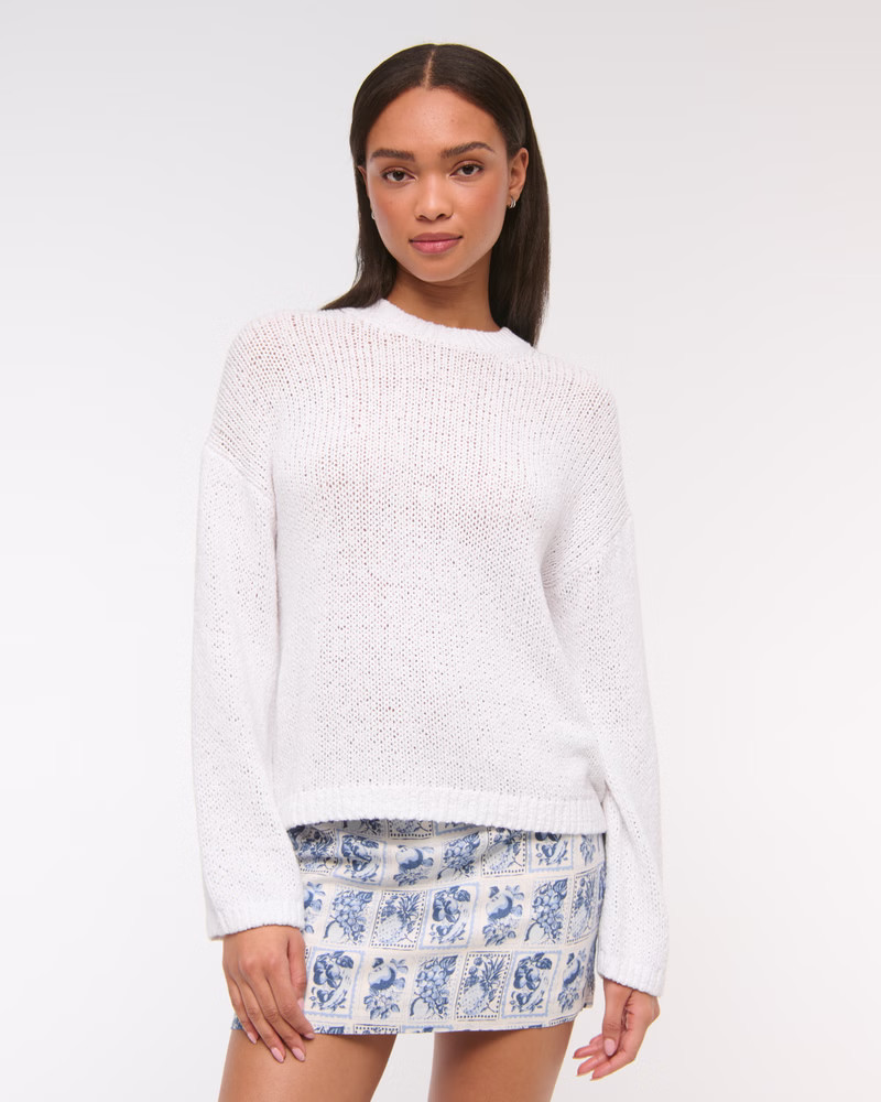 Women's Open-Stitch Textural Crew Sweater | Women's Tops | Abercrombie.com | Abercrombie & Fitch (US)