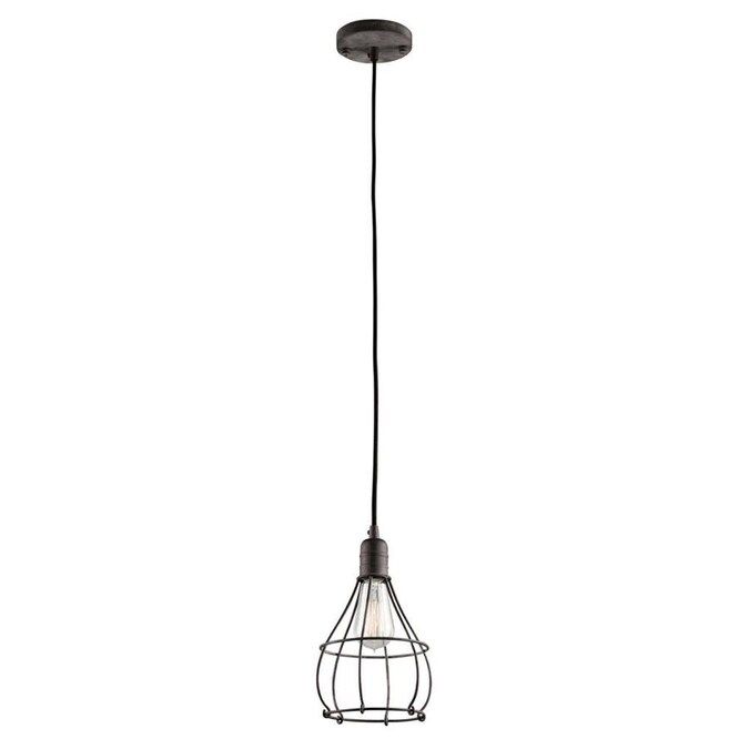 Kichler Industrial Cage Weathered Zinc Traditional Teardrop Pendant Light Lowes.com | Lowe's