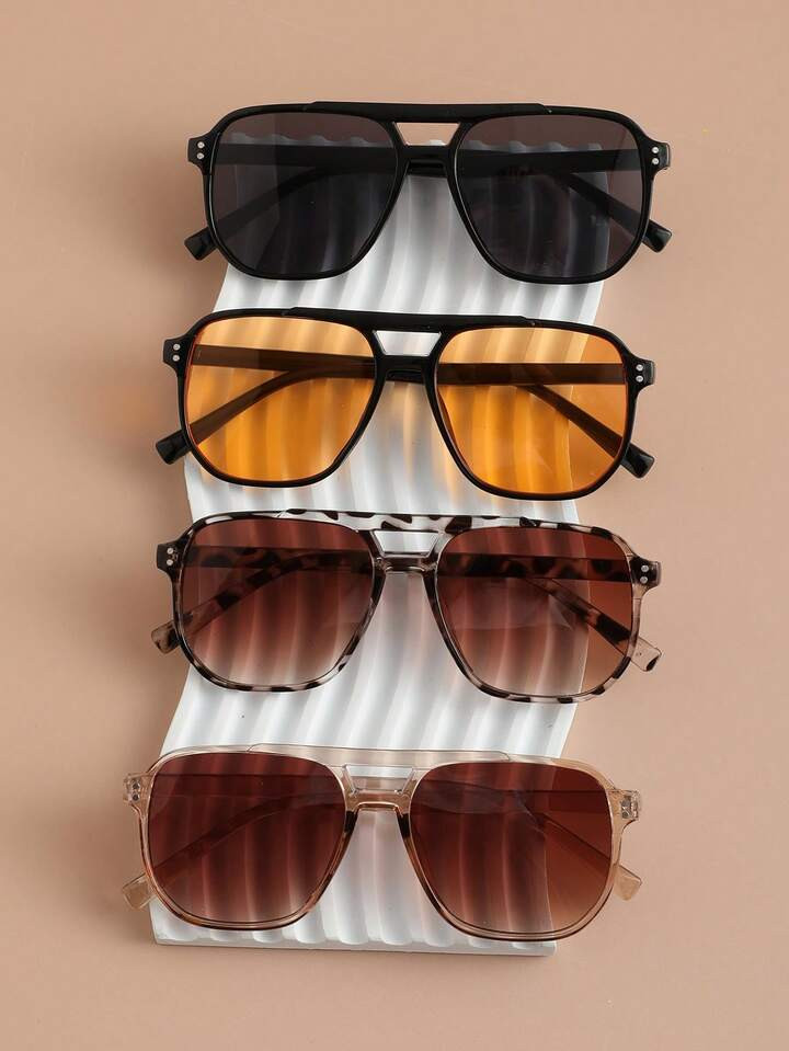 4pcs Women Plastic Pilot Frame Multicolor Street Style Classic Modern Simple Style Shades Basics Fall Winter All-Match Fashion Eyeglasses Combination For Street-Photography Beach Party Tropical Beach Vacay Suitable For All Face Shapes Decoration | SHEIN