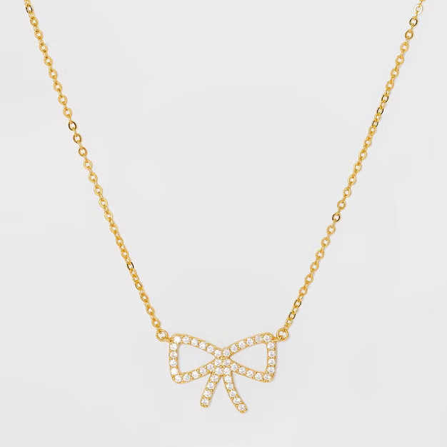 SUGARFIX by BaubleBar Crystal Bow Delicate Pendant 14k Necklace - Gold | Target