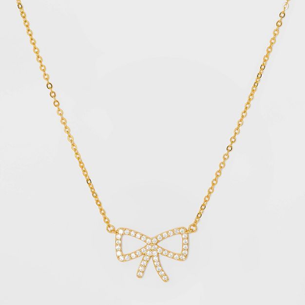 SUGARFIX by BaubleBar Crystal Bow Delicate Pendant 14k Necklace - Gold | Target