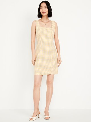 Square-Neck Linen-Blend Mini Dress | Old Navy (CA)