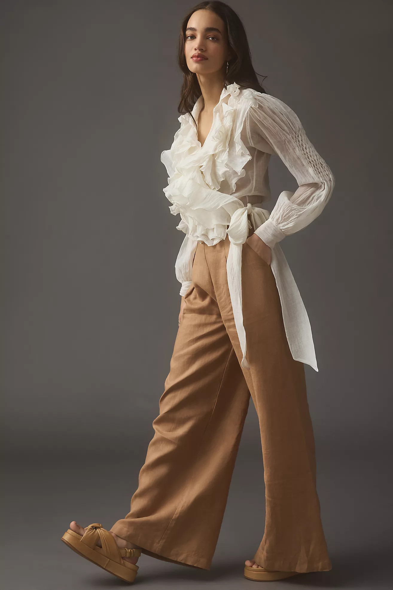 Payal Jain Sheer Ruffle Blouse | Anthropologie (US)