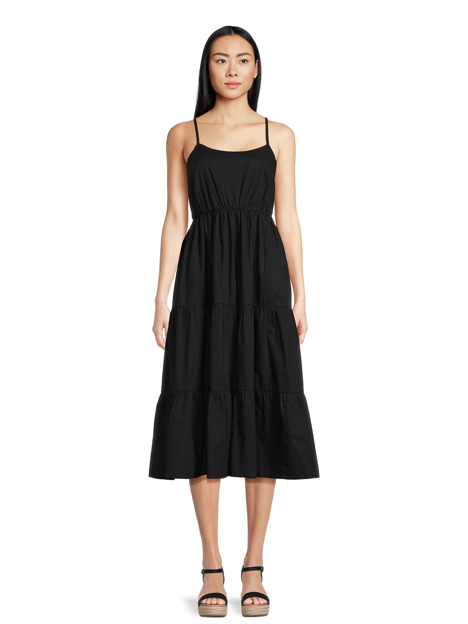 Time & Tru Women's Spaghetti Tiered Dress - Walmart.com | Walmart (US)