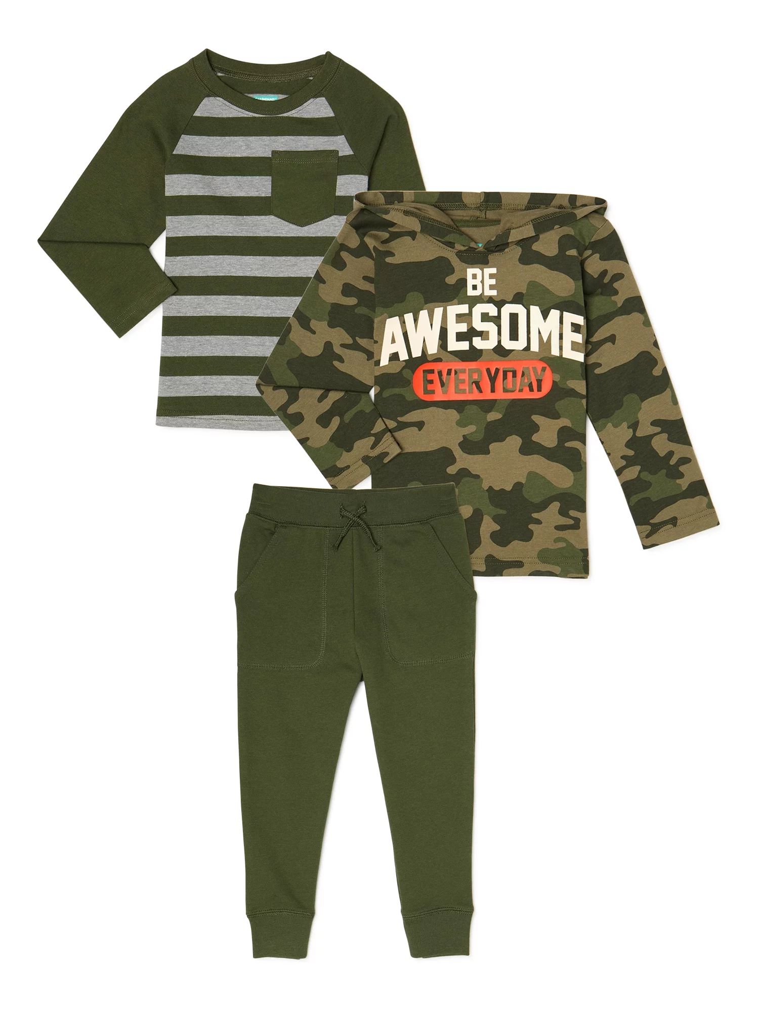 Garanimals Baby Boy & Toddler Boy Pullover Hoodie Top, Long-Sleeve T-Shirt & Jogger Pants Outfit ... | Walmart (US)