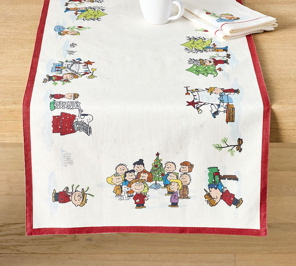 Charlie Brown\u2122 Christmas Organic Cotton Table Runner | Pottery Barn (US)