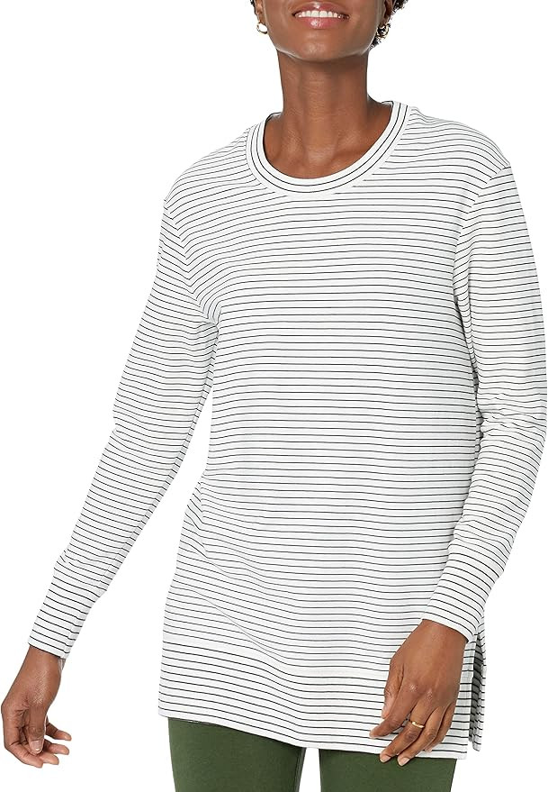 Daily Ritual Women's Long-Sleeve Side-Vent Crewneck Tunic | Amazon (US)