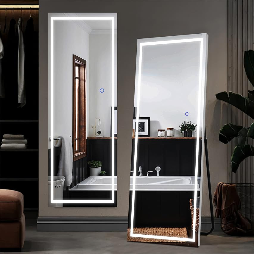 DECORAPORT Lighted Mirror 70 x 28 Inch Gold Frame LED Mirror Full Length with Touch Button & Plug, D | Amazon (US)