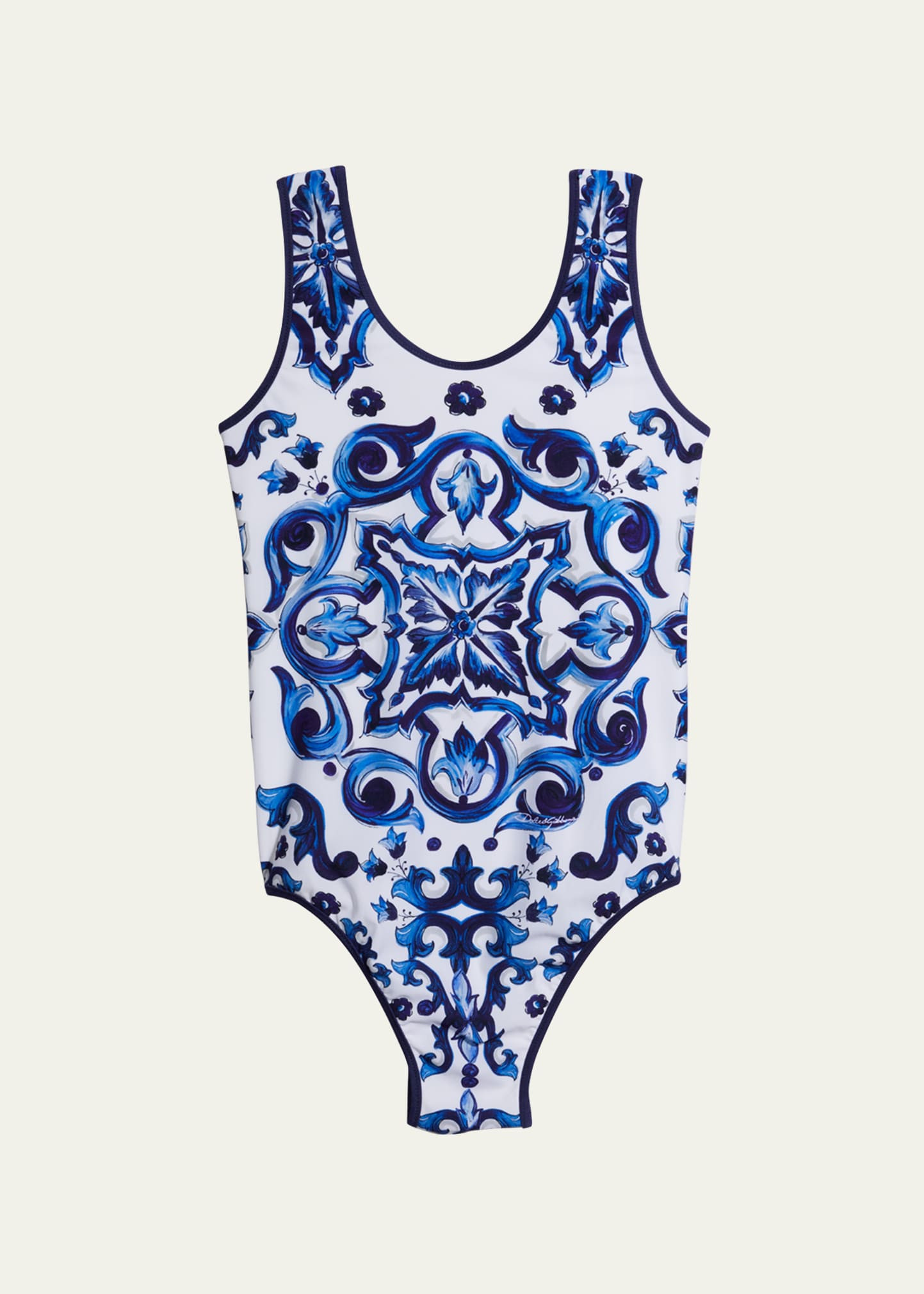 Dolce&Gabbana Girl's Mediterraneo Majolica One-Piece Swimsuit, Size 8-12 | Bergdorf Goodman