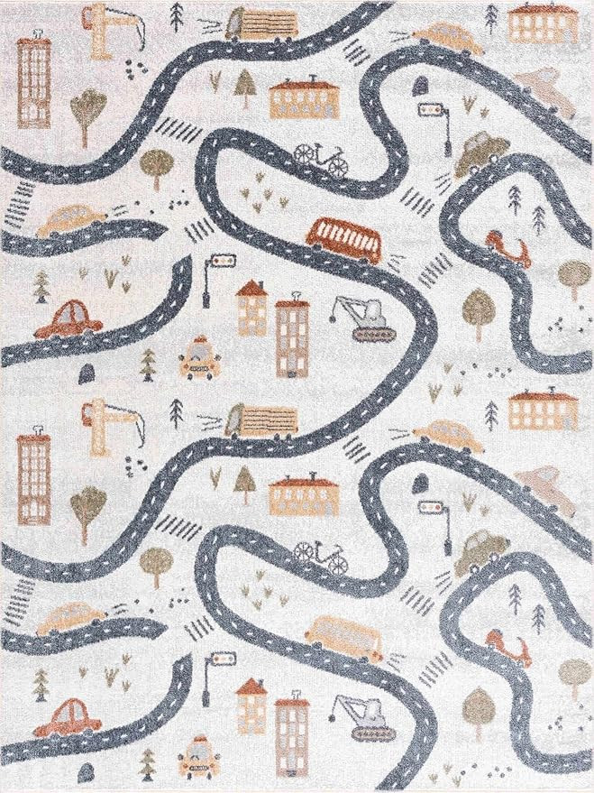BoutiqueRugs Mave Road Rug for Kids, Toddler Room, Nursery, Playroom, Classroom- Machine Washable... | Amazon (US)
