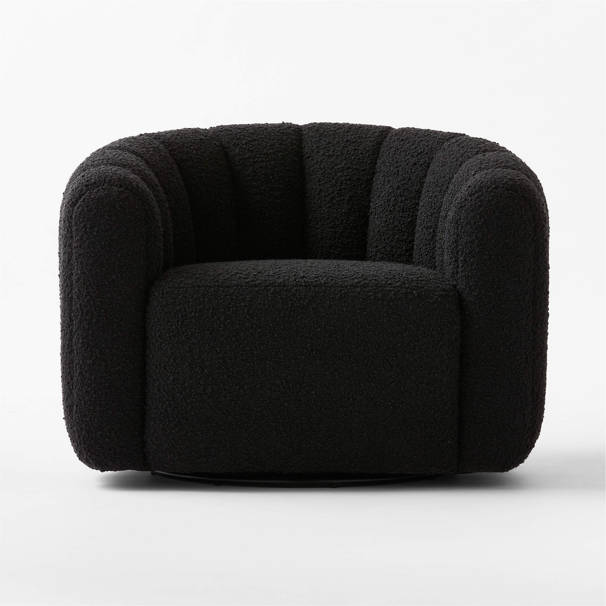 Fitz Channeled Black Boucle Swivel Chair + Reviews | CB2 | CB2