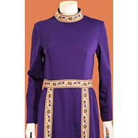 Vintage 60S Deep Purple Hippie Dress, Embroidered Trim, 70S Bohemian Shift Dress M | Etsy (US)