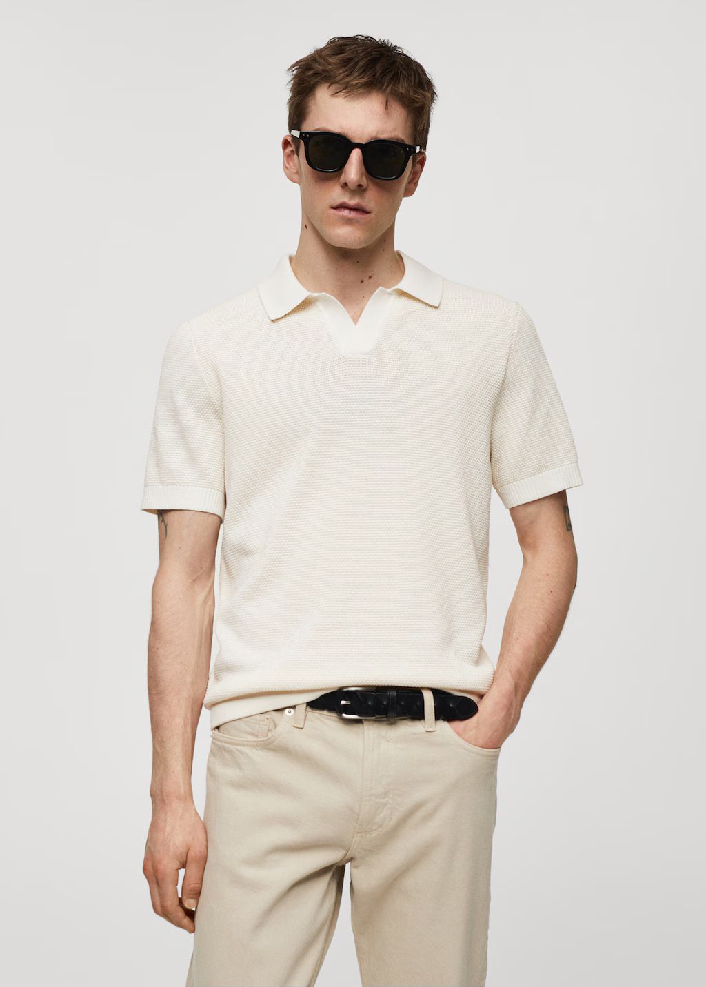 Structured knitted polo shirt | MANGO (US)