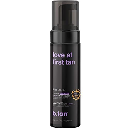 b.tan Self Tanner | Love At First Tan - 100% Natural, Fast, 1 Hour Sunless Tanner Mousse, Violet-Bas | Amazon (US)