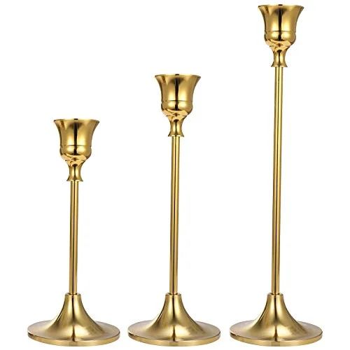 Anndason Set of 3 Gold Candlestick Holders Gold Candle Holder Taper Candle Holders Candle Holder ... | Walmart (US)