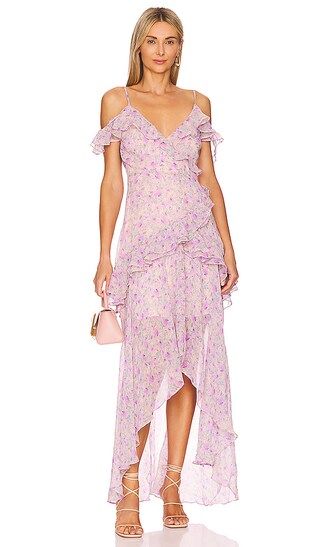Ruffle Maxi Dress in Lilac Purple Multi Floral Wedding Guest Dress Floral Bridesmaid Dress Floral | Revolve Clothing (Global)