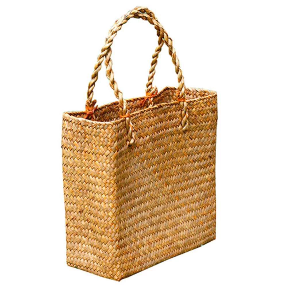 GeweYeeli Rattan Handbag Weave Bag Casual Straw Braided Large Storage Basket Fashion Three-dimens... | Walmart (US)