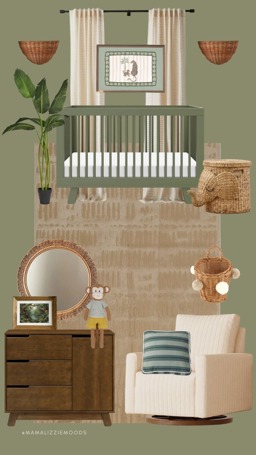A cozy jungle nursery design with earthy greens, natural textures, and the sweetest safari-inspired details. Featuring a green crib, woven rattan, playful animal accents, and leafy greenery — this nursery feels adventurous yet calming. Perfect for a gender-neutral baby room with timeless jungle charm.

jungle nursery, safari nursery, baby room jungle theme, animal nursery decor, jungle baby room ideas, safari baby room, jungle nursery inspiration

#LTKBaby #LTKHome #LTKBump