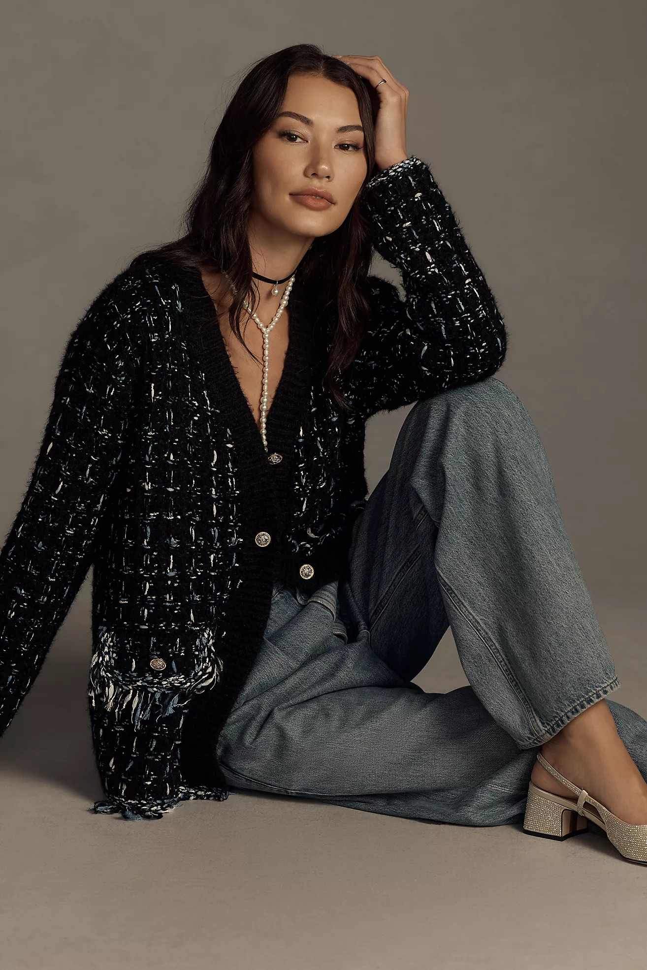 By Anthropologie Tweed Fringe Cardigan Sweater | Anthropologie (US)