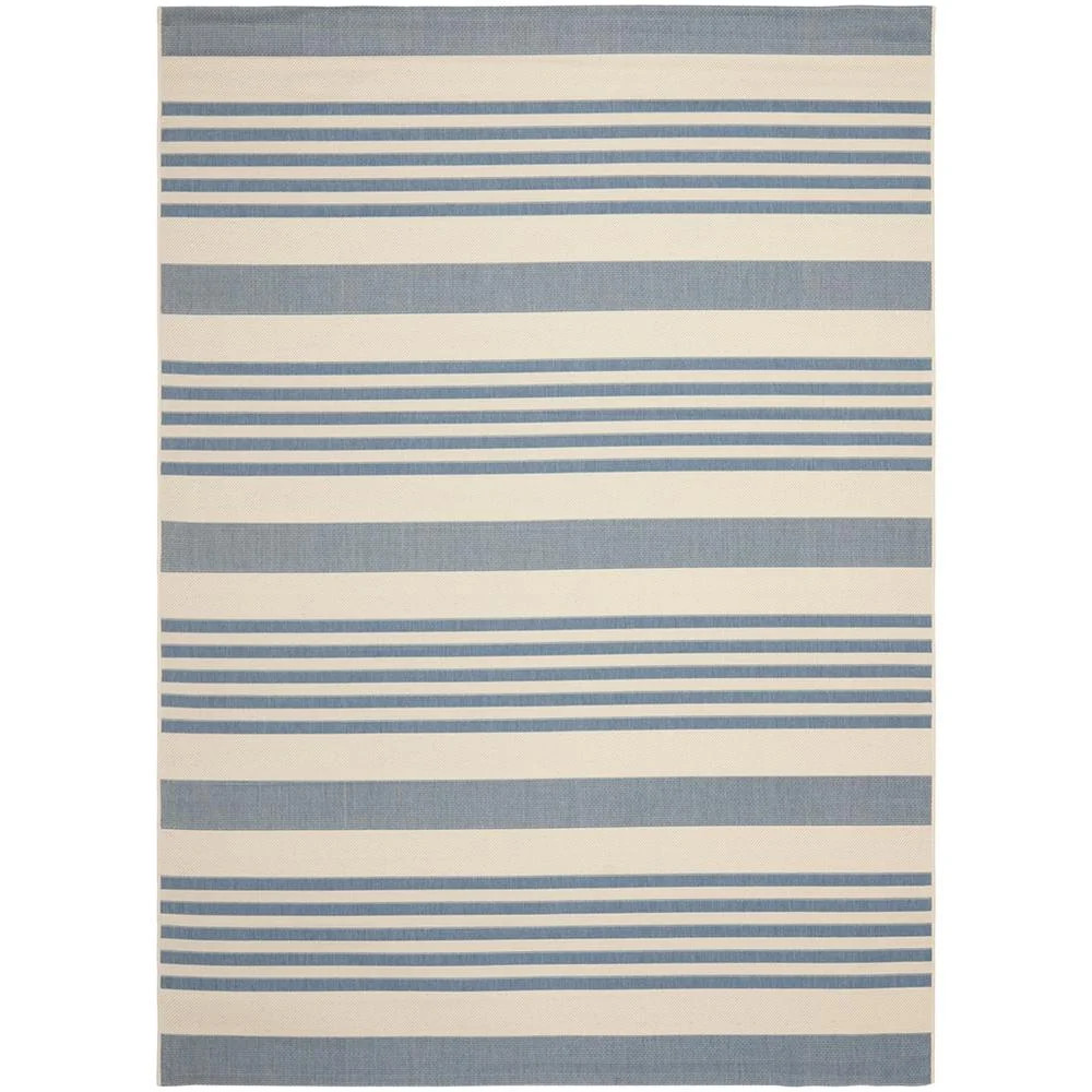 SAFAVIEH Courtyard Caroline Striped Indoor/Outdoor Area Rug, 9' x 12', Beige/Blue | Walmart (US)
