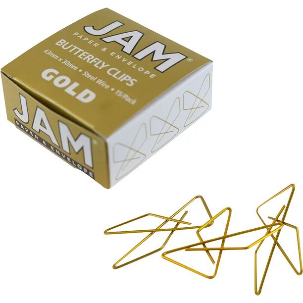 JAM Butterfly Clips, Gold Paperclips, 15/Pack - Walmart.com | Walmart (US)