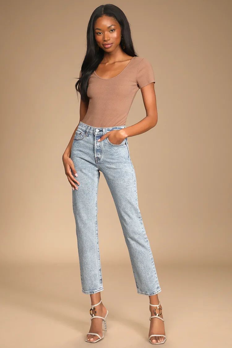 Wedgie Straight Light Wash Denim High-Rise Straight Jeans | Lulus (US)