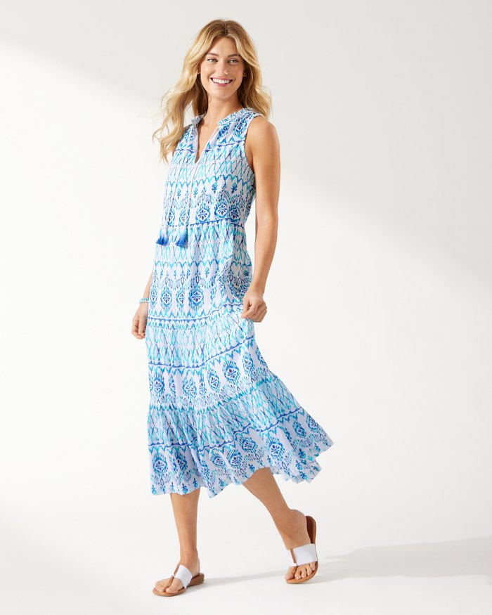 Ikat Tropics Cotton-Voile Midi Dress | Tommy Bahama