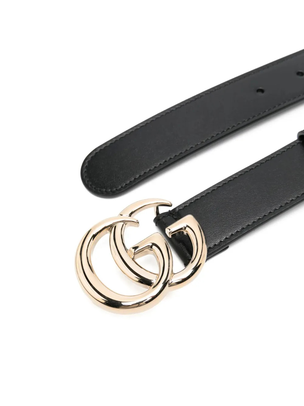 Double G-buckle leather belt | Farfetch Global