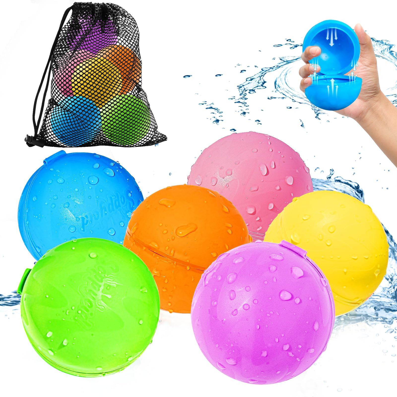 SOPPYCID 6PCS Reusable Water Balloons - Quick Fill Water Balls Toys For Toddler Age 4-8 - Refilla... | Amazon (US)