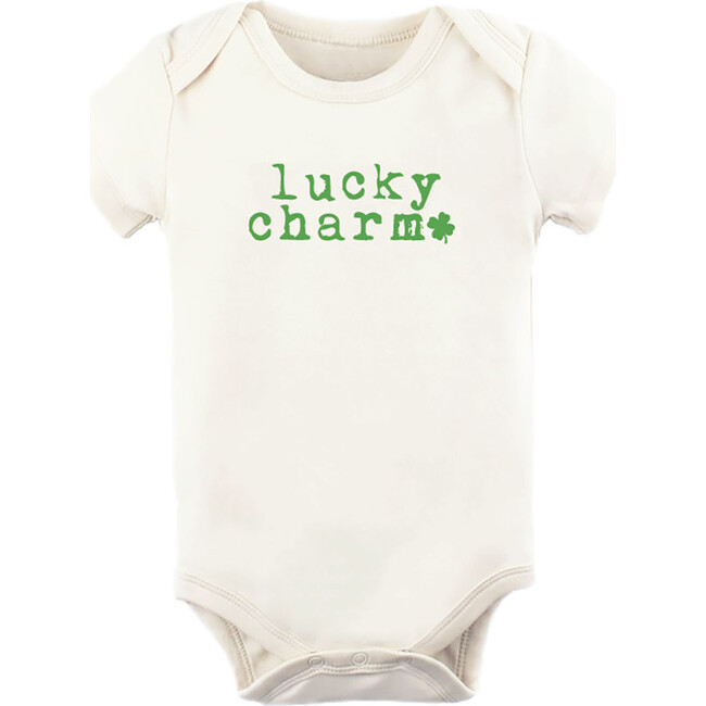 Tenth and Pine | Lucky Charm Shamrock Short Sleeve Onesie, (Green, Size 0-3M) | Maisonette | Maisonette