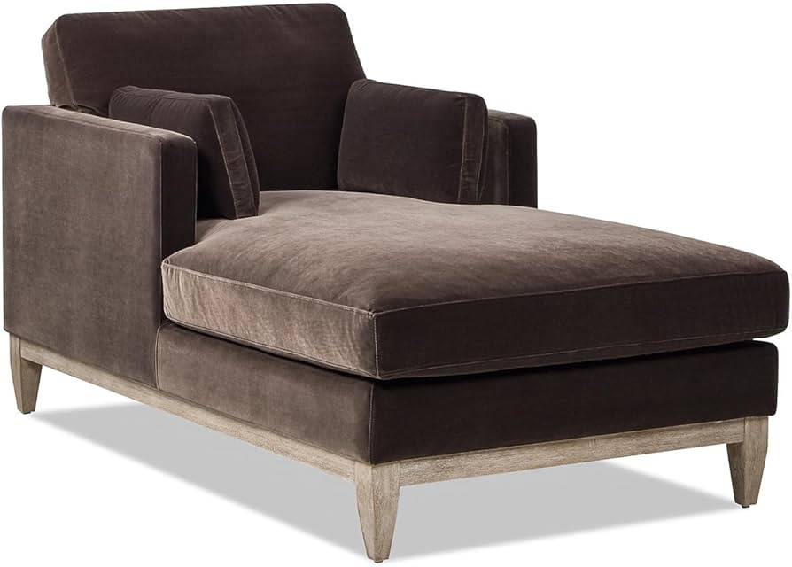 Jennifer Taylor Home Knox 65" Modern Farmhouse Chaise Lounge Chair, Deep Brown Performance Velvet | Amazon (US)