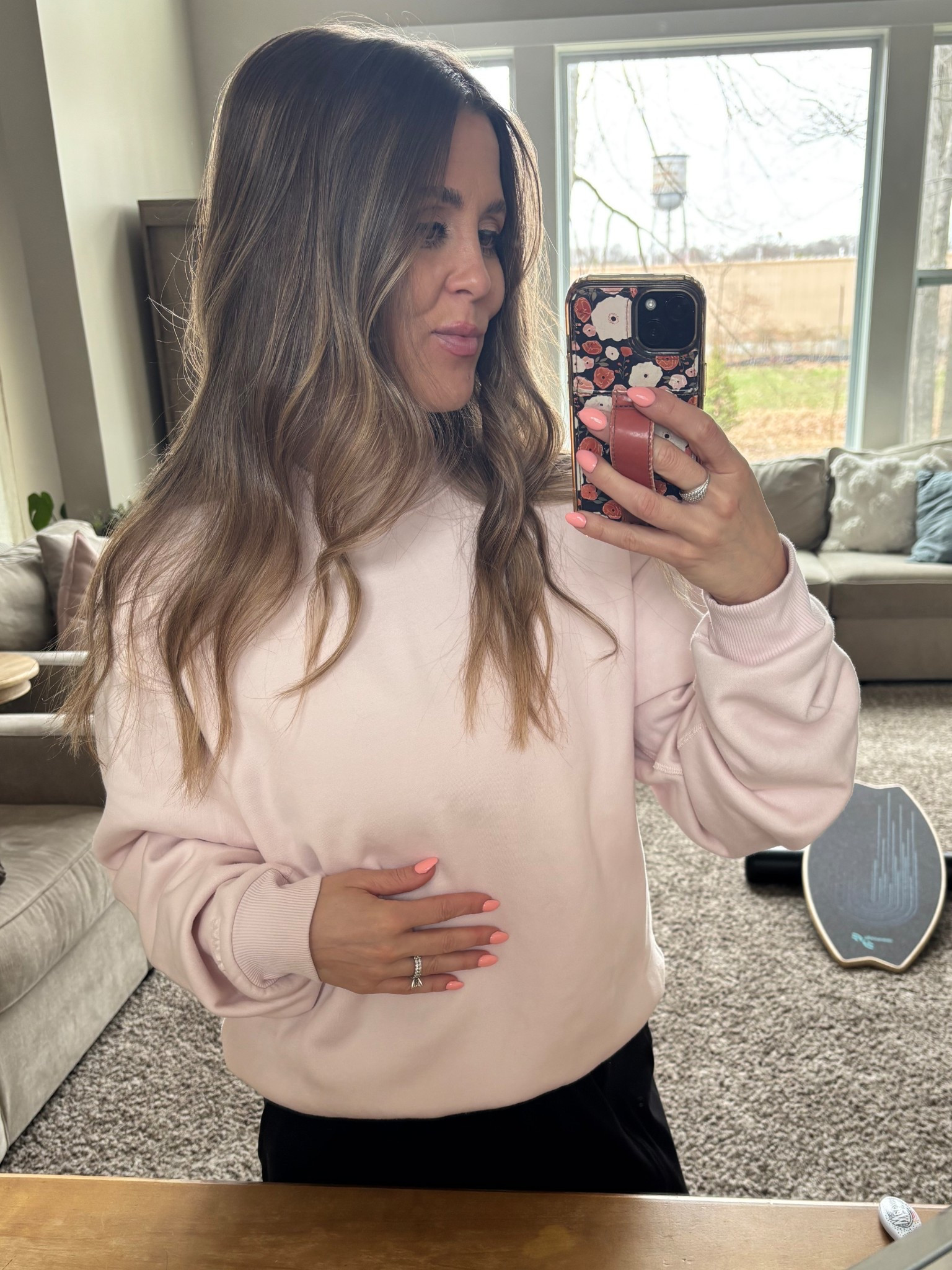 Skims barely pink classic crew - the softest sweater ever!