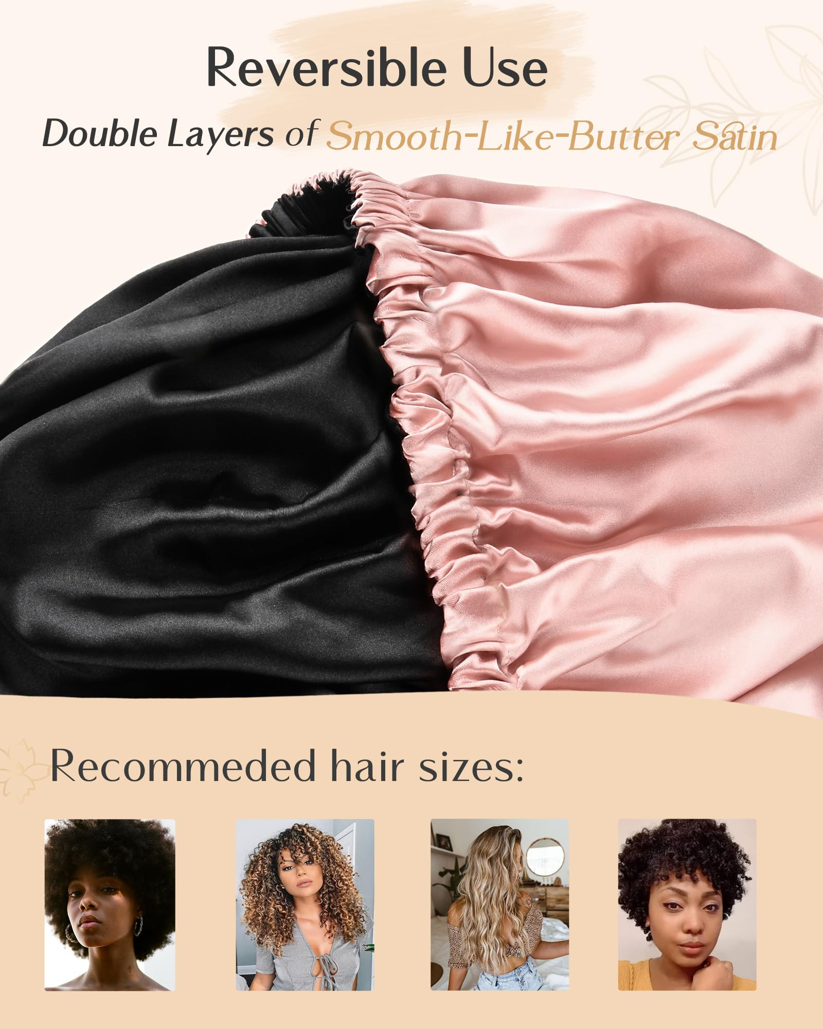 YANIBEST Double Layer Satin Bonnet Silk Bonnet Adjustable Hair Bonnet for Sleeping Hair Bonnets f... | Amazon (US)