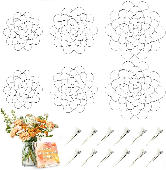 Flower Arrangements, 6Pcs Flower Arrangement Holder Stainless Steel Round Metal Flower Insert Lid... | Amazon (US)