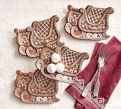 Gingerbread Sleigh Stoneware Appetizer Plates - Set of 4 | Pottery Barn (US)