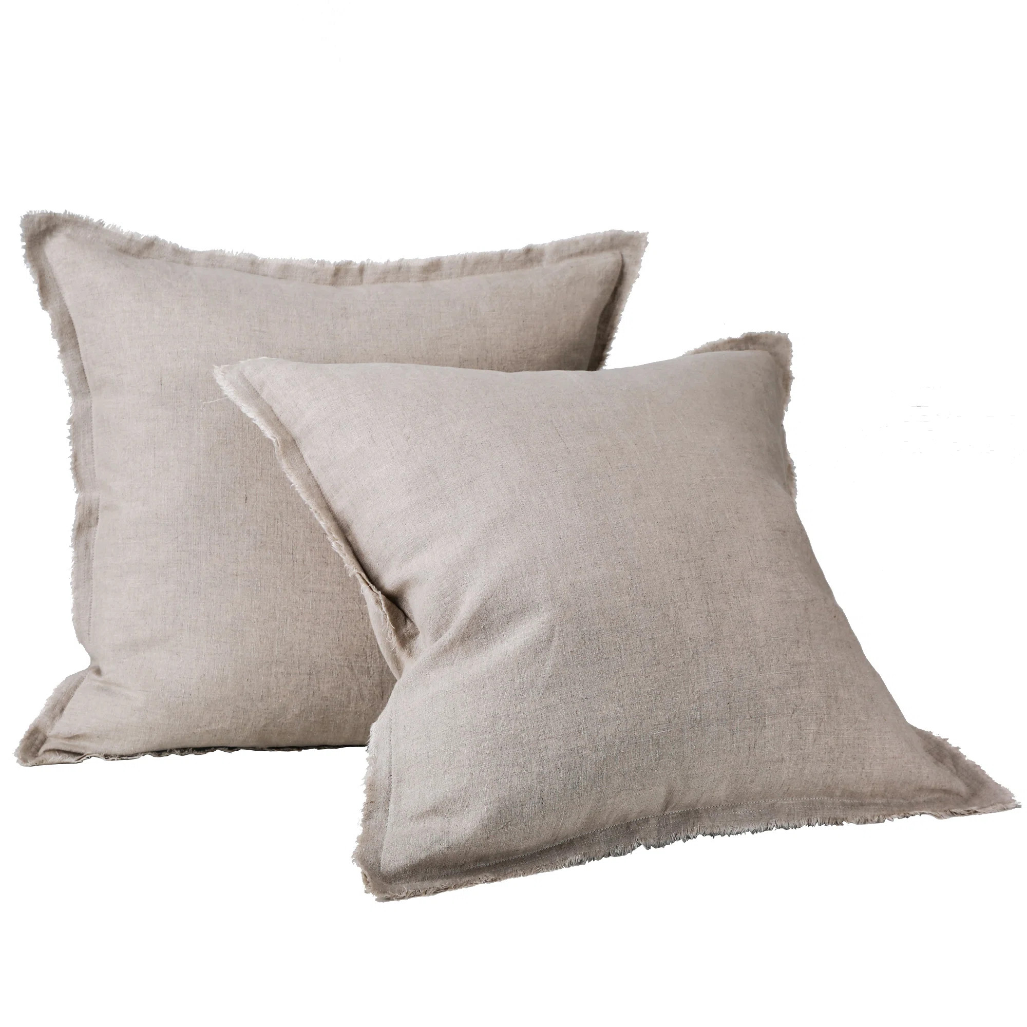 100%French Linen Handmade Fringe Euro Sham 26x26inch 2pcs (Set of 2) | Wayfair North America