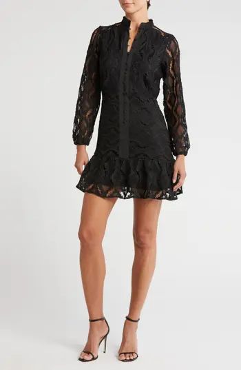 MELLODAY Lace Long Sleeve Dress in Black at Nordstrom Rack, Size Small | Nordstrom Rack