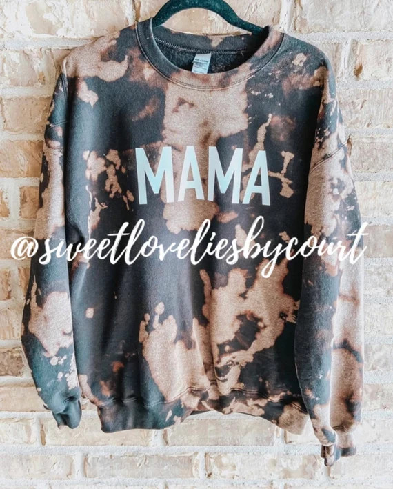 MAMA bleached sweatshirt, MAMA distressed sweatshirt, MAMA sweatshirt | Etsy (US)