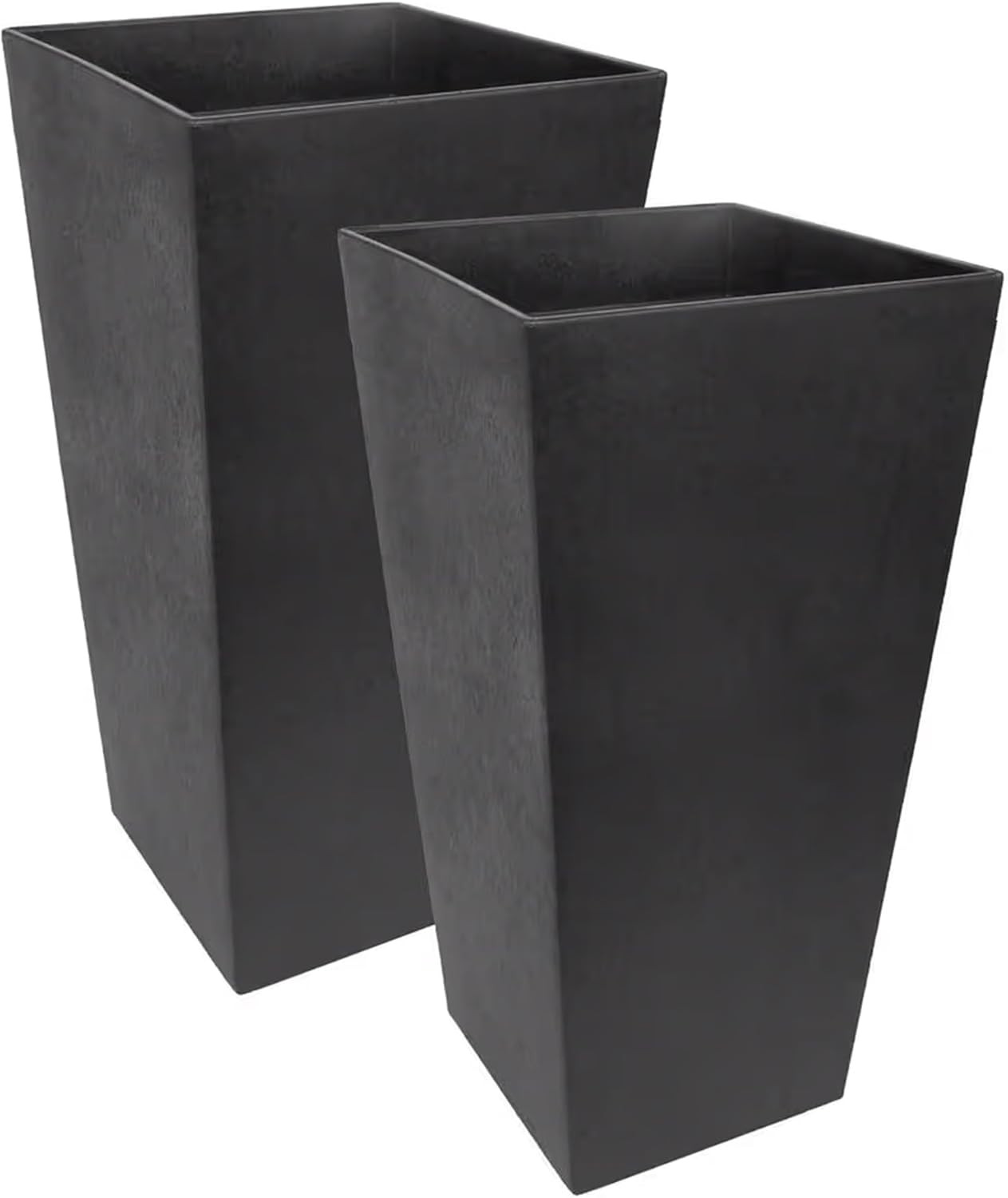 Tierra Verde 15in W x 28in H Sonata Tall Square Tapered Recycled Self-Watering Indoor/Outdoor Large Planter in Slate Black | Amazon (US)