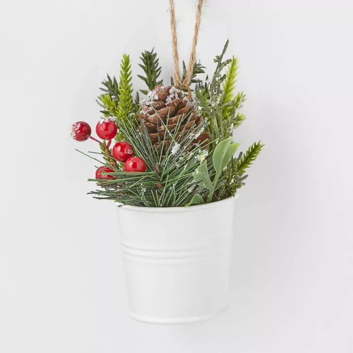 Mini Greenery with Metal Bucket Christmas Tree Ornament White - Wondershop™ | Target