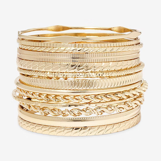 Liz Claiborne® Gold-Tone Textured Bangle Set | JCPenney