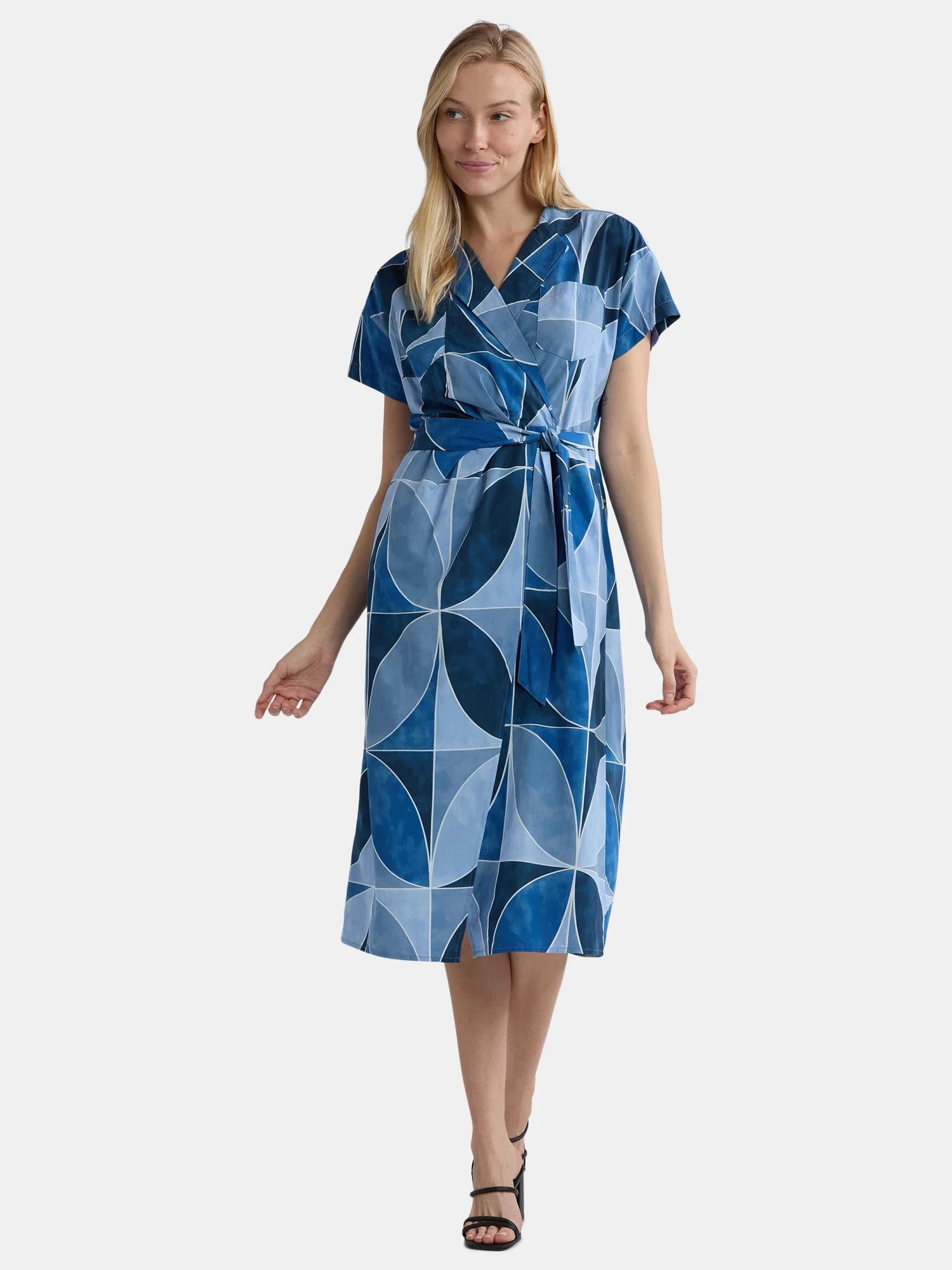 Time and Tru Women's and Women's Plus Wrap Shirt Dress, Sizes XS-4X | Walmart (US)
