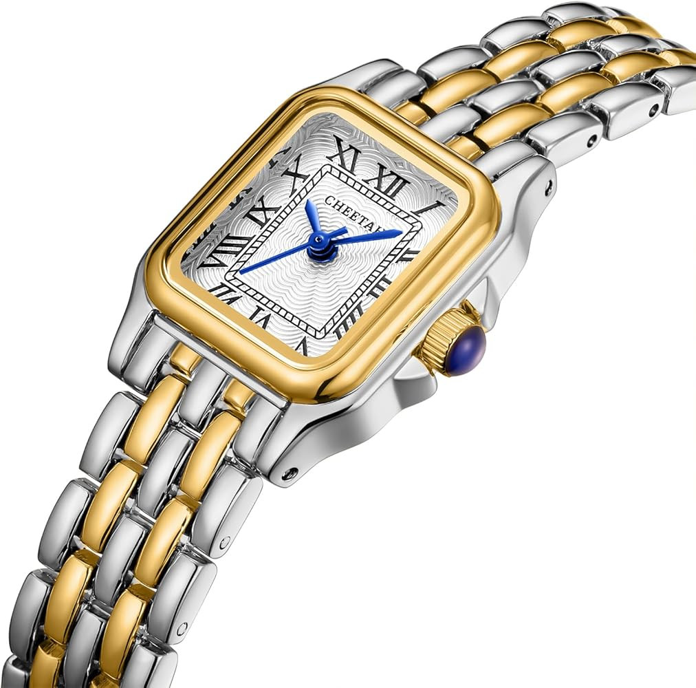 CHEETAH Gold Watches for Women with Small Vintage Bracelet, Rectangular Case Roman Dial | Amazon (US)