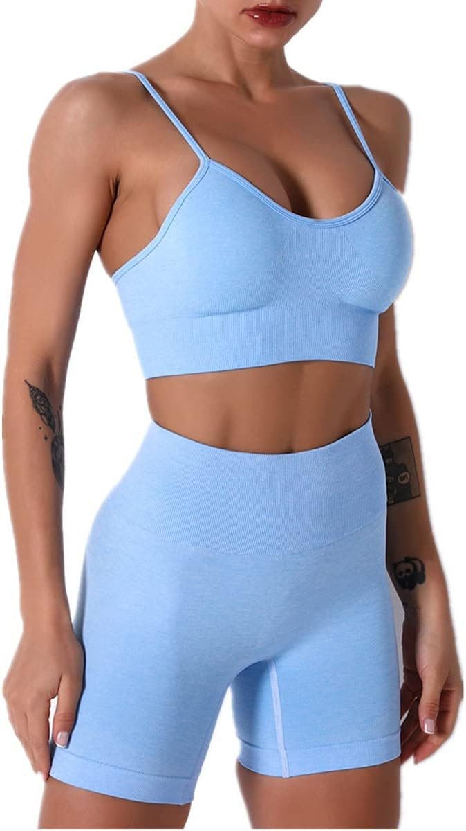 Veriliss 2 Pcs Gym Sets For Women Tracksuit Womens Full Set Outfits Workout Yoga Shorts Leggings ... | Amazon (UK)