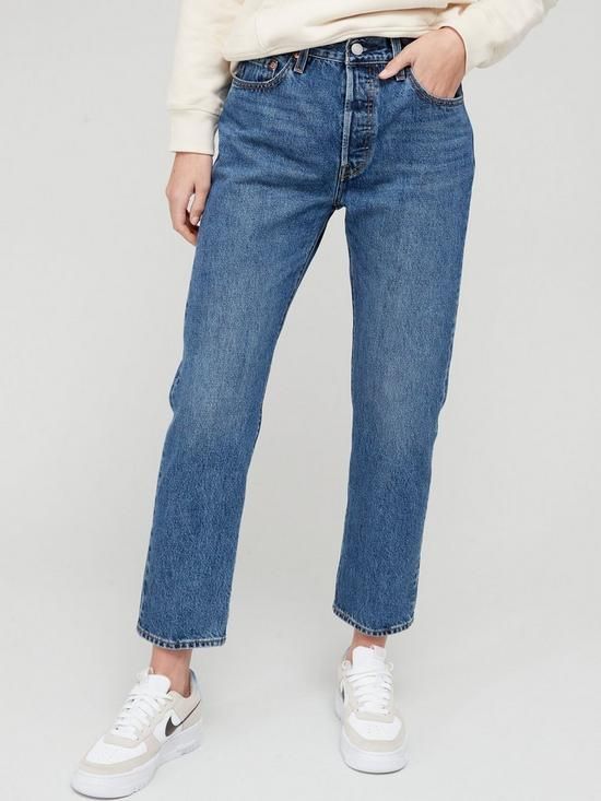 Levi's 501® High Rise Straight Leg Crop Jean - Blue | Very (UK)